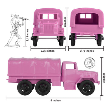TimMee Plastic Army Men Trucks - Pink M34 Deuce and a Half Cargo Vehicles US Made