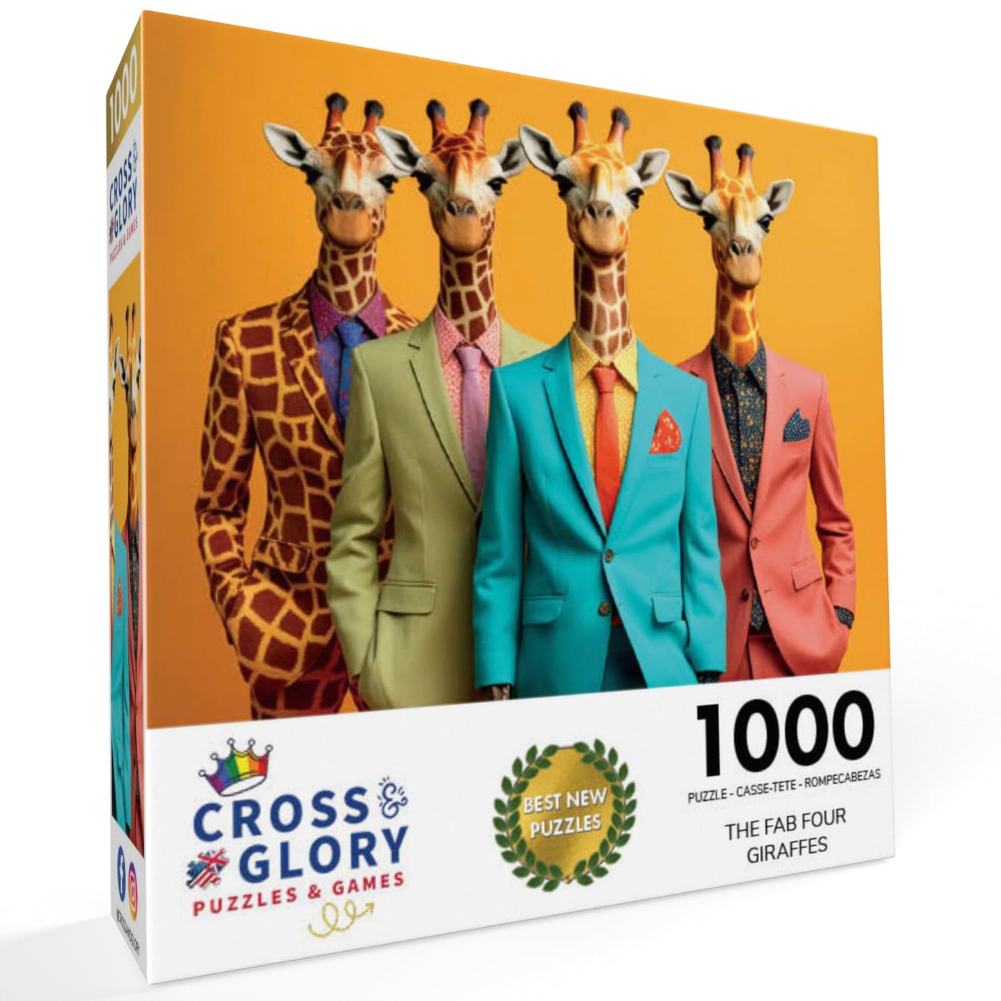 Cross & Glory - The Fab Four Giraffes - 1000 Piece Jigsaw Puzzle for mature-themeds | Unique Artwork Jigsaw Puzzles | Fun | Challenging Brain Teaser