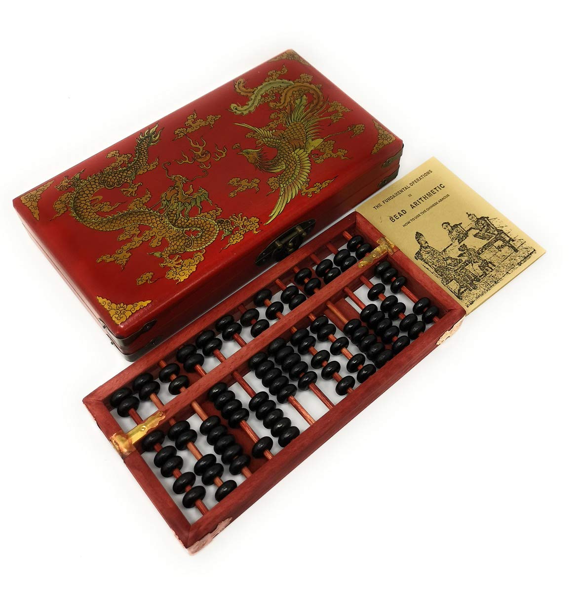 Asian Home Vintage Wooden Bead Abacus ANT008 with Leather Instruction Manual