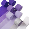 PartyWoo Purple Crepe Paper Streamers 8pcs 656ft Pack of Light Dark Purple Lavender White Silver Crepe Paper Streamers for Birth