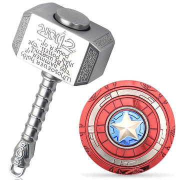 Mini Hammer Fidget Spinners Metal with Star Fidget Finger Spinner Toy  Fidget Keychian Chain Ring Cool Gadget Spinning Top Toy Focus Fingertip Gyro Stuff Gifts for Kids mature-themeds (2 Pack)