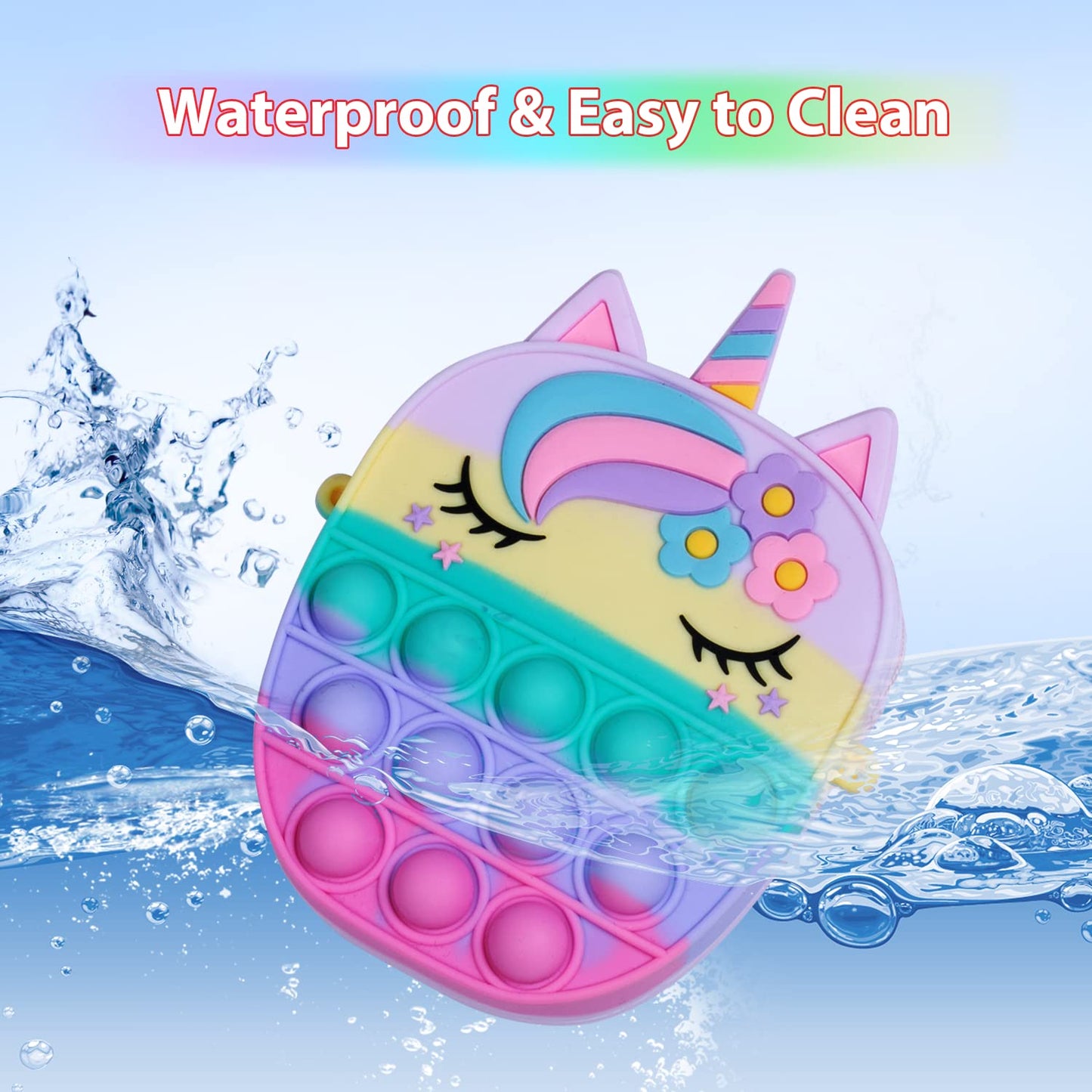 Sichy Pop Bag it, Fidget Bag, Pop Purse for Girl and Women Pop Bag with Unicorn Pop Toy, Anti Stress Silicone Poppet Bag Fidget