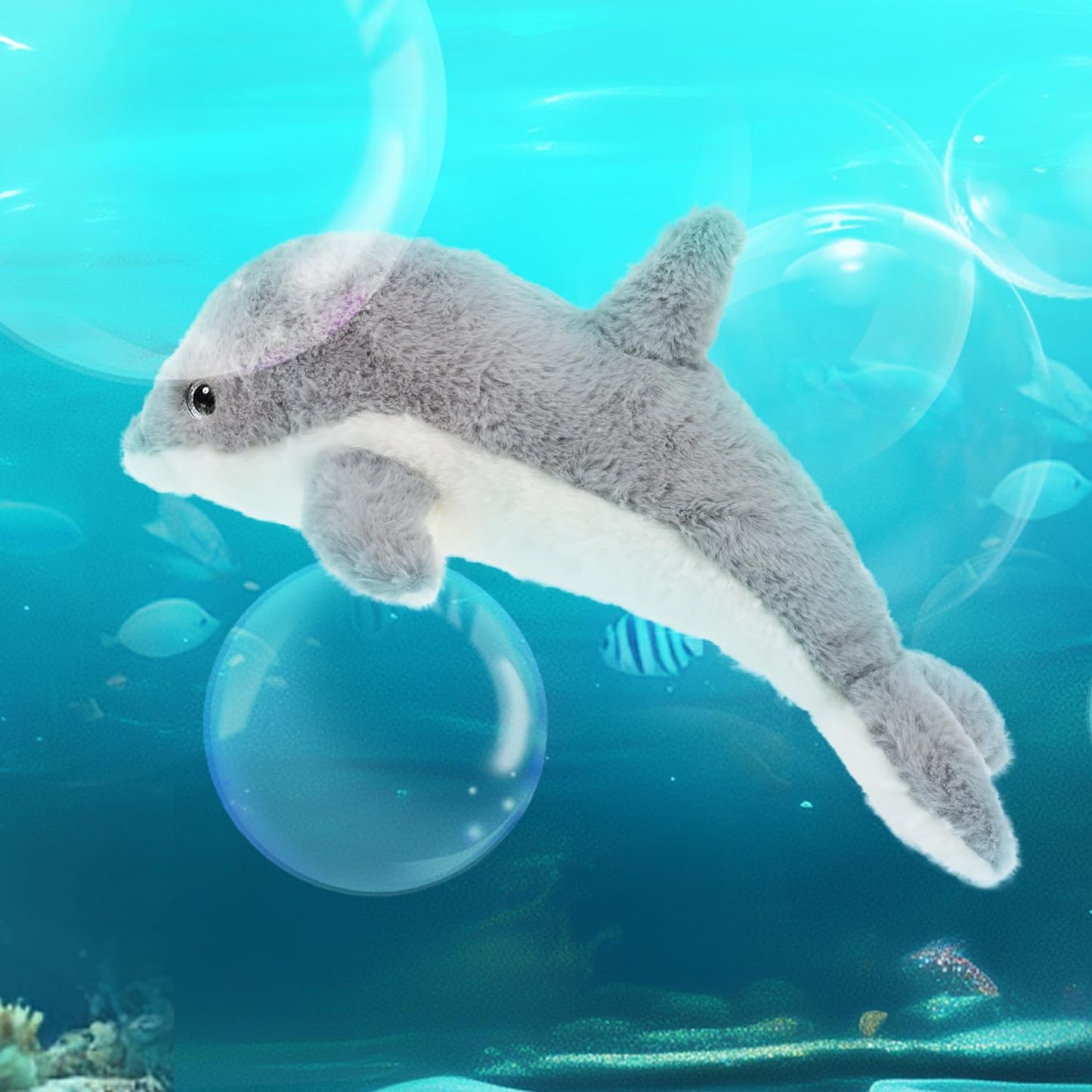 Apricot Lamb Ocean Stuffed Animals Toys Plush Gray Dolphin Sea Animal Soft Cuddly Perfect for Girls Boys (Gray Dolphin, 12 Inche
