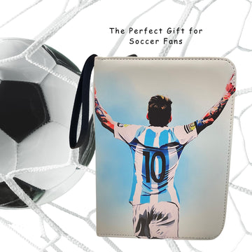 Soccer Card Binder 440 Pockets- Waterproof Trading Card Album with 55 Removable Sleeves Fit - 3 Rings with Zipper -Compatible with Topps Sports Cards Collection