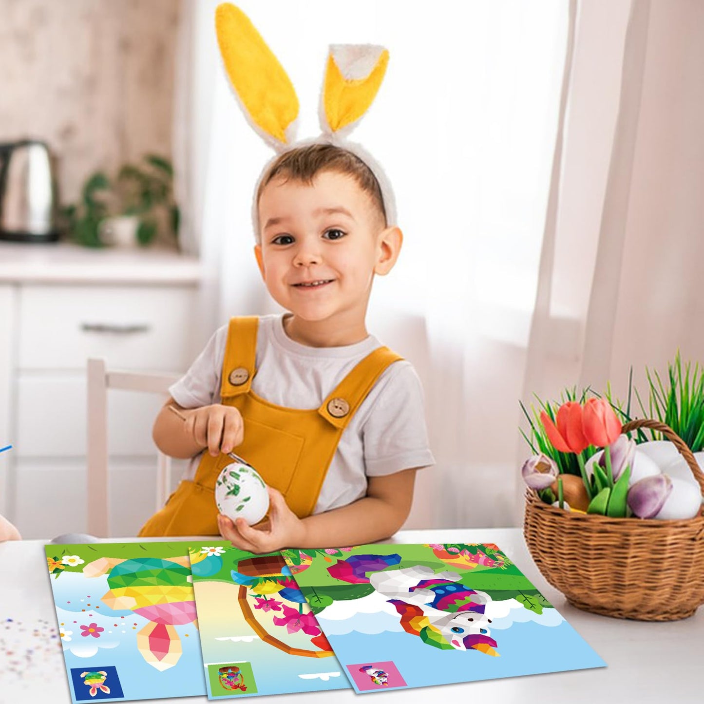 2Pcs Easter Day Crafts For Kids Ages 4-8 Sticker Paint Books Gift Party Create 20 Pictures(Sticker Sheets Are Separate)