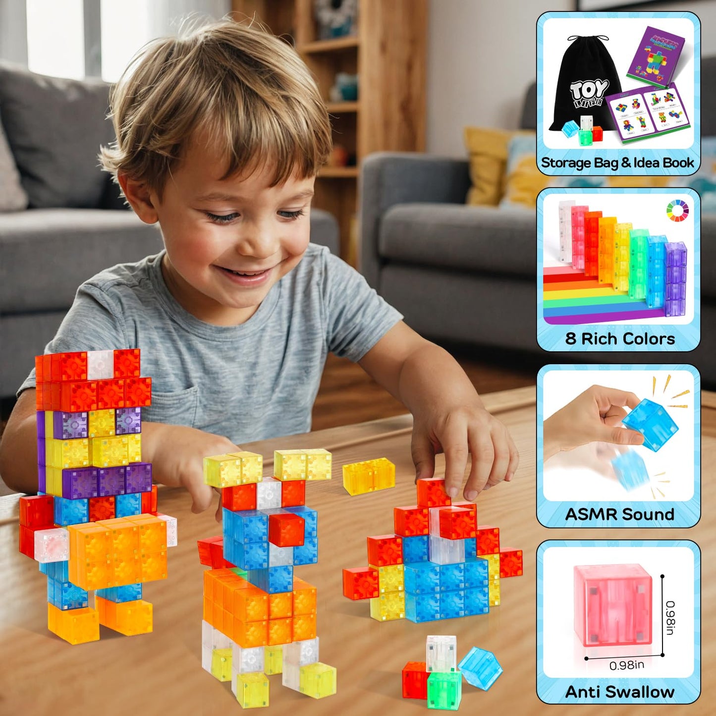 Toy Life 36Pcs Magnetic Blocks For Kids Ages 4-8, Magnetic Building Blocks For Toddlers 3-5, Magnet Blocks, Magnetic Toys, Magnet Toys For Toddler, Kids Building Blocks, Toddler Building Toys For Kids