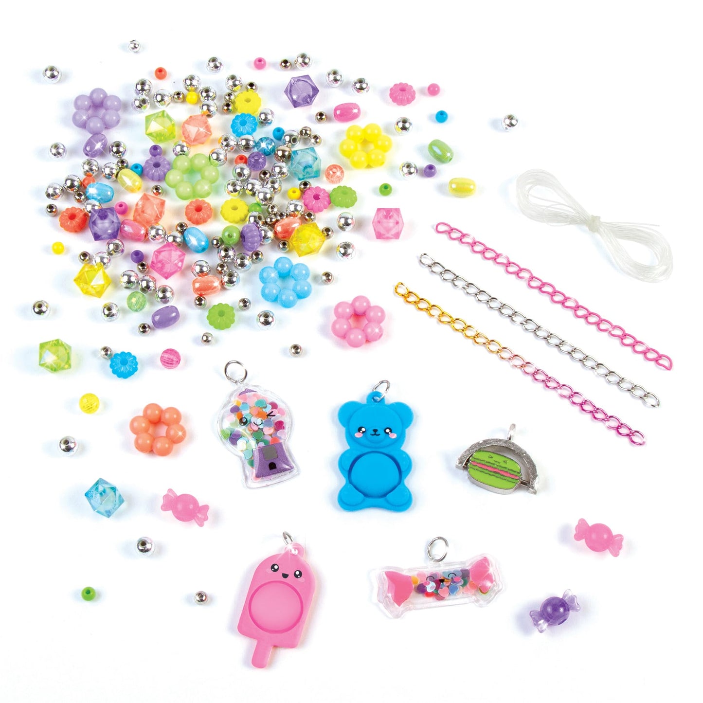 Make It Real: Pop! Shake! Twist! DIY Bracelet Kit - Make 7 Scensory Charm Bracelets, 171pcs, All-in-1 Jewelry Kit, Rainbow Color