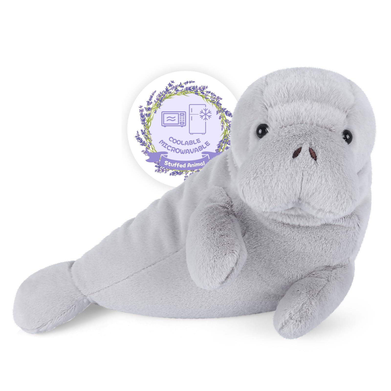 Suzzipals Coolable And Warmable Manatee Plush, Microwavable Stuffed Animal Heating Pad For Period Cramps And Pain Relief, Lavend