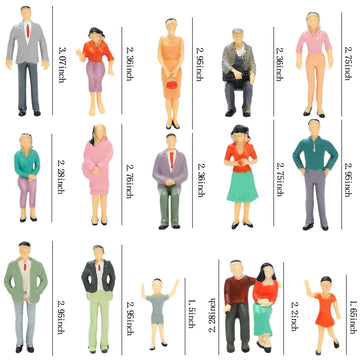 ONEST 16 Pieces 1: 25 Scale Miniature People Figurines Mini Plastic Figurines Dollhouse Accessories Mini Figures Hand Painted St
