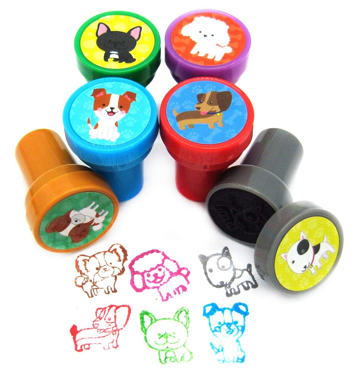 Tiny Mills 24 Pcs Dog and Puppies Stampers for Kids Assorted Stamps for Kids Self Ink Stamps Dog Puppy Birthday Party, Puppy Par
