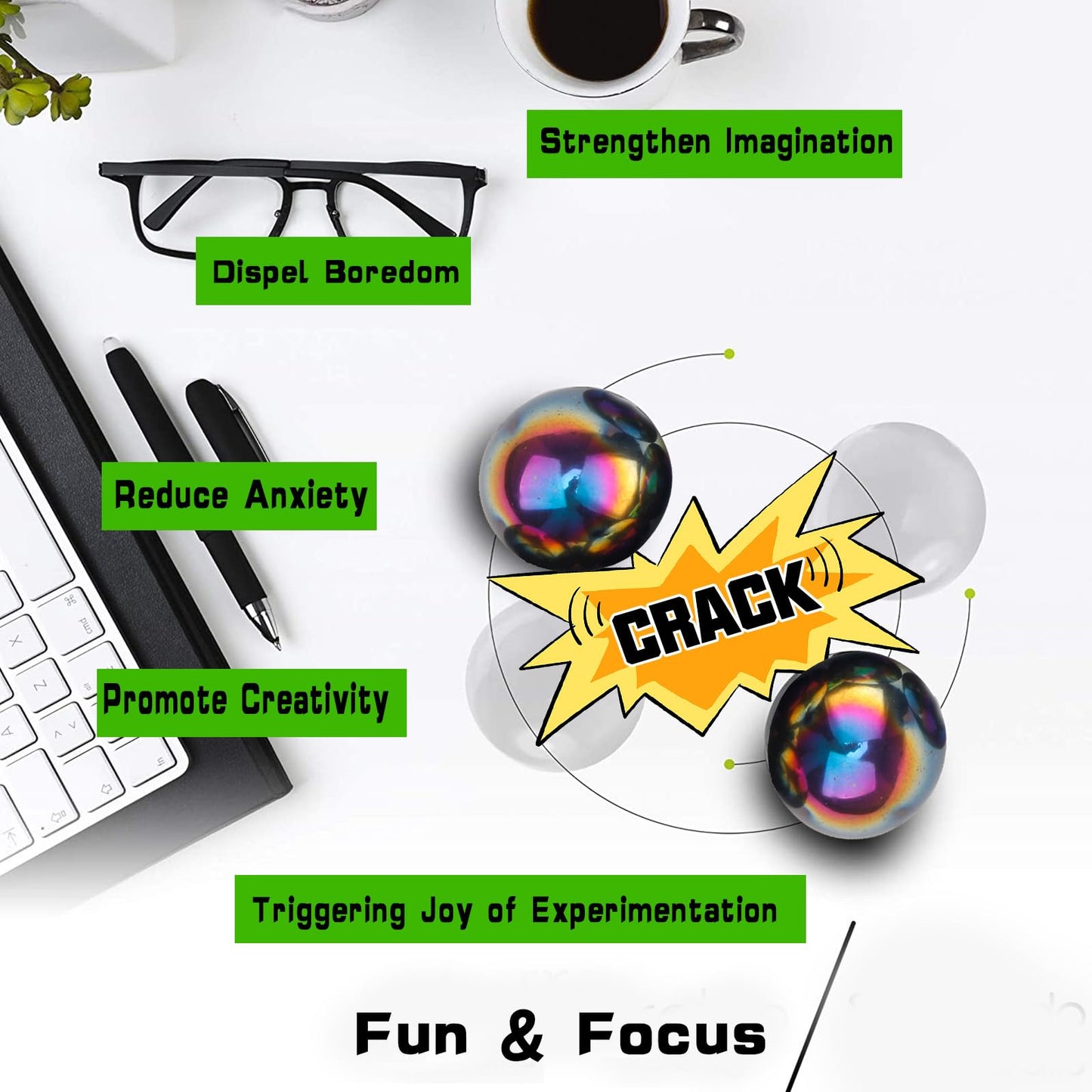 Cool 1.26 Inch Jumbo Magnets Balls Fidget Toys For Adults, Large Fidget Mangetic Sphere With Case For Office Desk Decorations, F