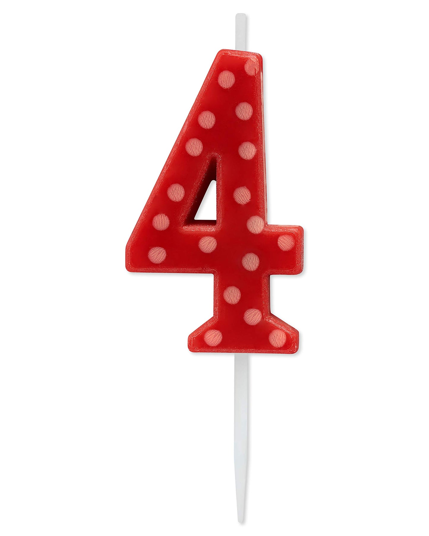 Papyrus Number 4 Birthday Candle, Red Polka Dots (1-Count)