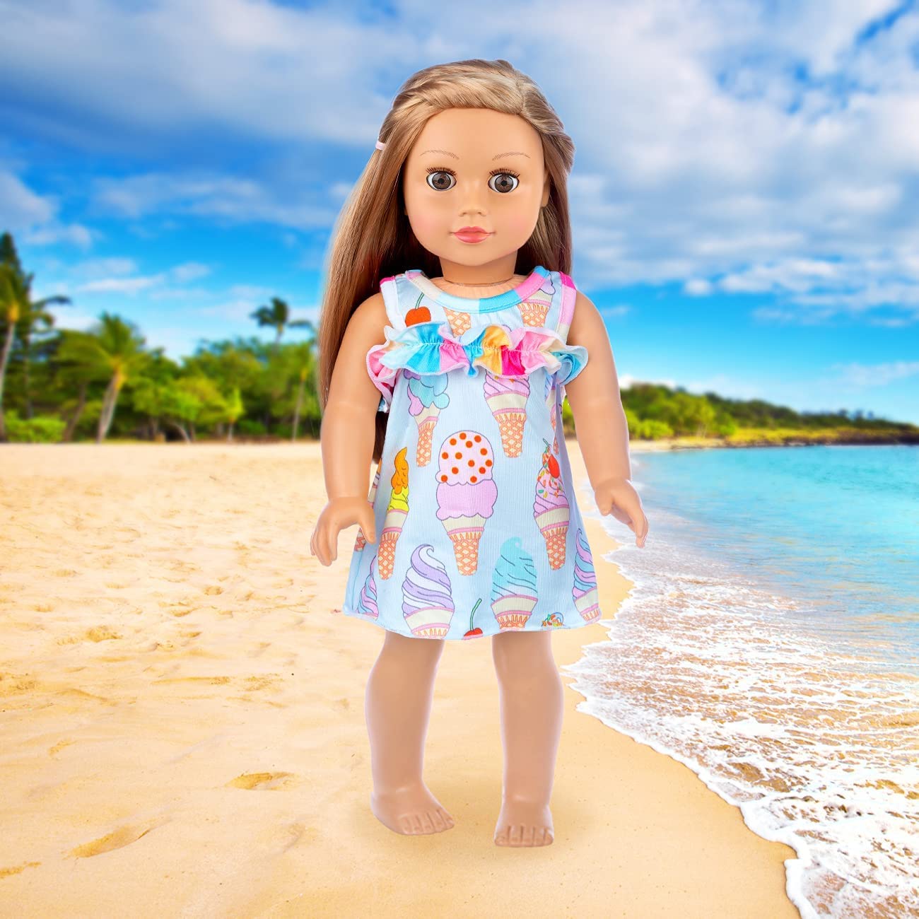 Zita Element 11 Pcs American Doll Clothes Dress And Accessories For 18 Inch Doll - 5 Sets Doll Outfits + 2 Pairs Random Style Shoes For 18 Inch Doll