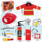 Fireman Costume For Kids, 10 Pcs Firefighter Costume With Toy Accessories Set, Fireman Role Play Outfit Toys, Kids Firefighter Dress Up Clothes, Halloween For Boys Toddlers Ages 3 4 5 6 7