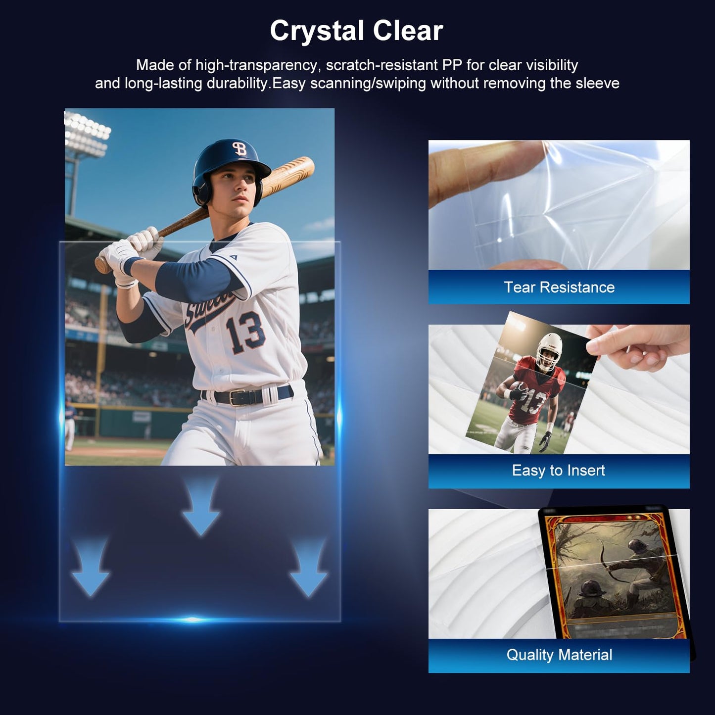 2000 Counts Soft Clear Perfect Fit Inner Sleeves for Trading Cards  Exact Fit Protector for TCG  Sports (Basketball  Baseball  Football) and Collectible Cards Plastic Penny Sleeves (2000)