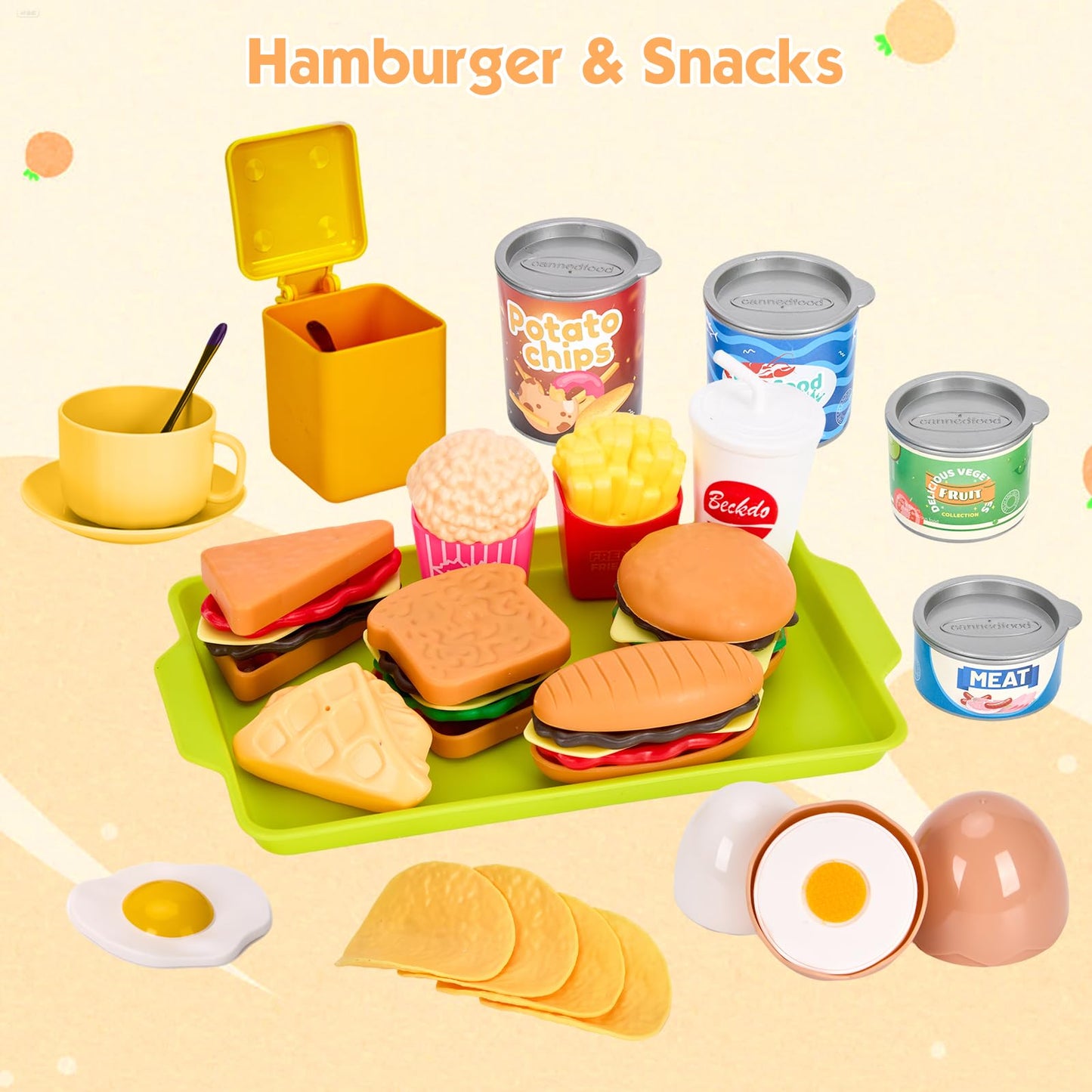 118Pcs Mini Play Kitchen Accessories for Kids, Pretend Cooking Playset with Cookware, Tableware & 2 Fruit Sets, Learning Gift fo