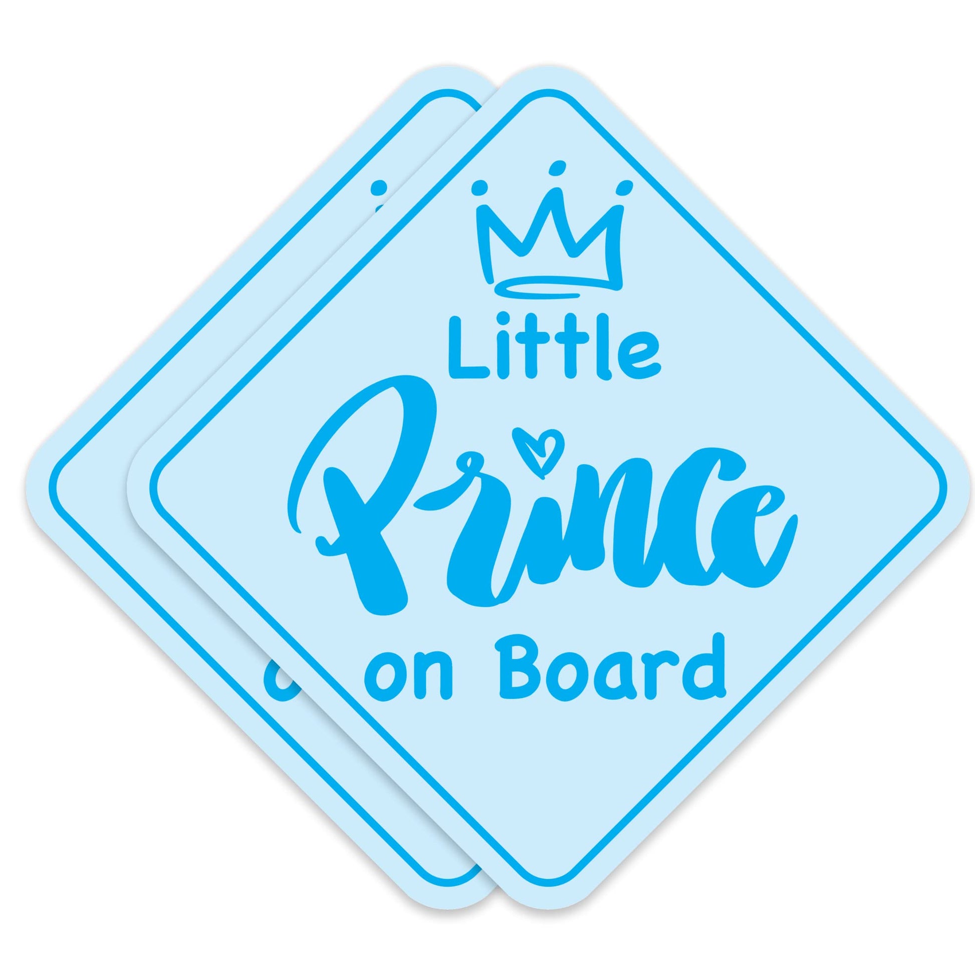 Stickios Prince On Board Car Stickers for Boys (2-Pack) - Paint-Safe, Removable, Non-Magnetic Baby Safety Signs for Cars & Windo