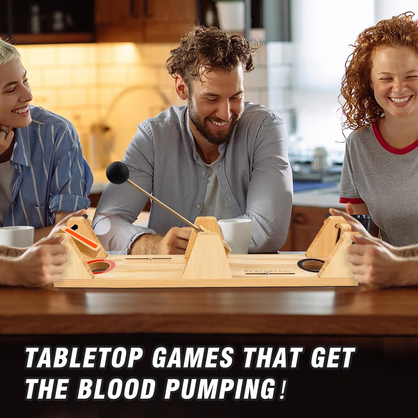 Juwano Volleyshot, Suitable For All Ages Volleyshot Tabletop Game, Entertaining Wooden 2-Player Tabletop Skill Game For Parties