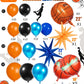 Kozee Orange Blue Black Basketball Balloon Garland Kit 135Pcs With 4D Starburst Basketball Balloons For Boy&Girl Sport Theme Par