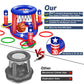 Pool Volleyball Net & Basketball Hoop & Ring Toss, 3-In-1 Large Inflatable Pool Games Set With 2 Balls 6 Rings American Flag Flo