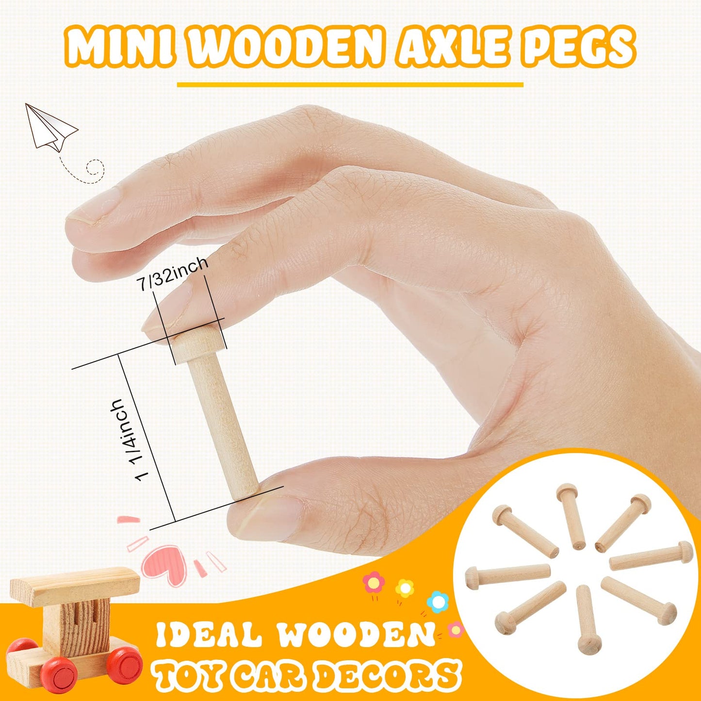 36 Pack Wooden Wheels Toys Wooden Wheels for Crafts Toys Wooden Craft Wheels Wooden Mini Wheels with Axle Pegs for Crafts DIY To