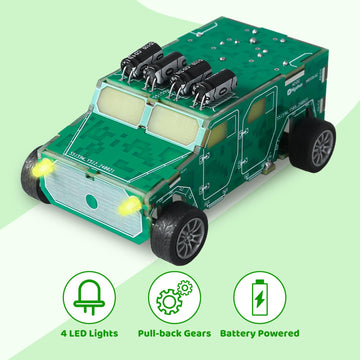 Pemenol Soldering Practice Kit, Diy Vehicle Model Soldering Projects With Pull-Back Gears Led Light For Hand-On Learning Stem Ed