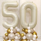 Paticool 40 Inch Beige Number Balloon 5, Large Cream Number Foil Mylar Balloons For Birthday Party Celebration Decorations Suppl