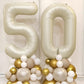 Paticool 40 Inch Beige Number Balloon 5, Large Cream Number Foil Mylar Balloons For Birthday Party Celebration Decorations Suppl