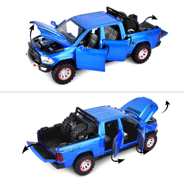 RAM 1500 Pickup Truck Toys for Boy Age 4-7 Diecast Metal Model Trucks Open Door Pull Back Toy Cars with Lights and Sound Gift fo
