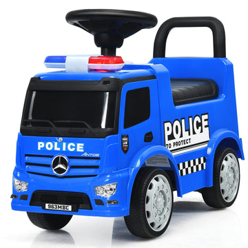 Honey Joy Ride On Push Car, Licensed Mercedes Benz Push Cars For Toddlers W/Horn, Music, Lights, Under Seat Storage, Foot-To-Floor Ride On Fire Truck Toy For Kids Boys Girls 1-3, Blue