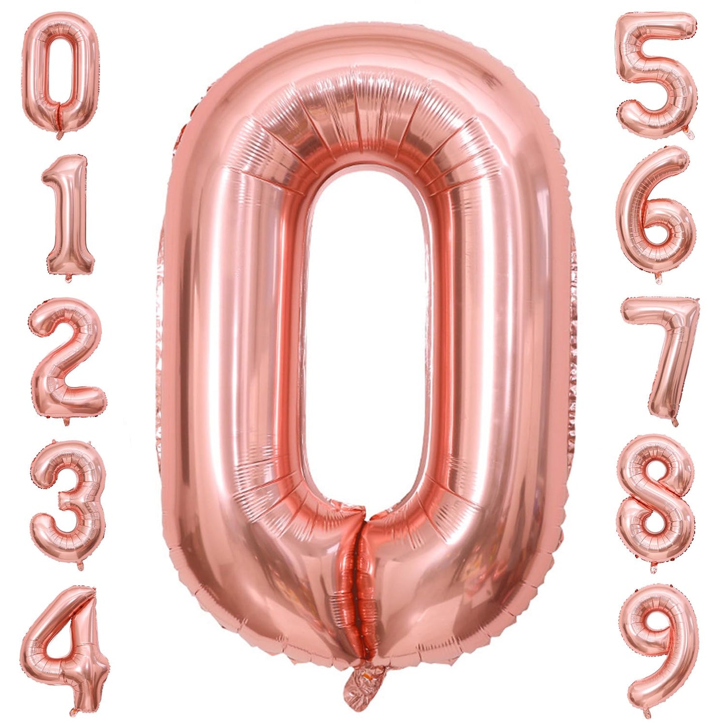 Paticool 40 Inch Rose Gold Number Balloon 0, Large Number Foil Mylar Balloons For Birthday Party Celebration Decorations Supplie