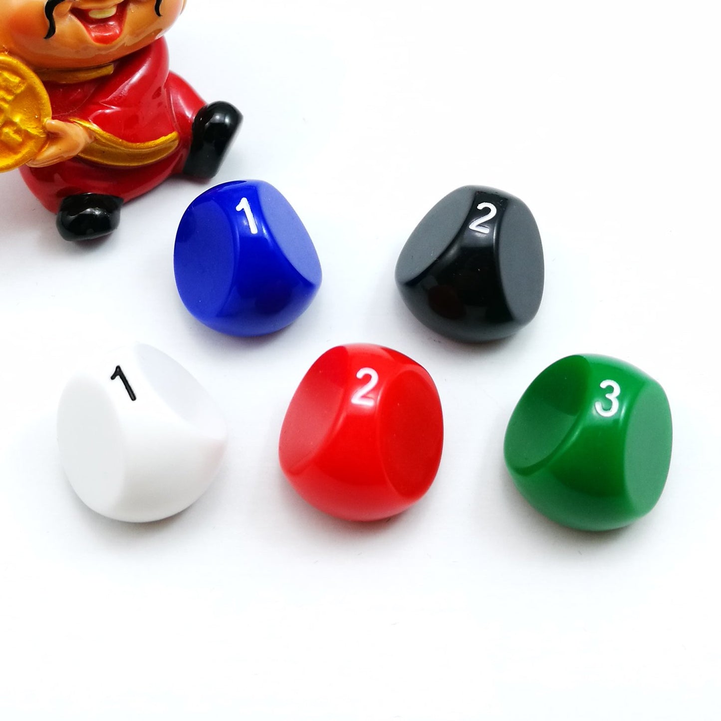BESCON DICE Polyhedral D3 Gaming Dice - 3-Sided, Assorted Colors, 4 cm, 5-Piece Set