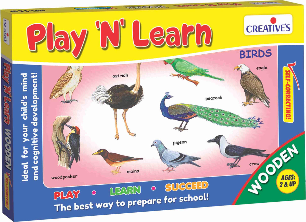 CreativeS Play N Learn  Birds | Early Learning Puzzle | Birds Educational Wooden Puzzle Game | Wood Puzzle | Wooden Toy For 