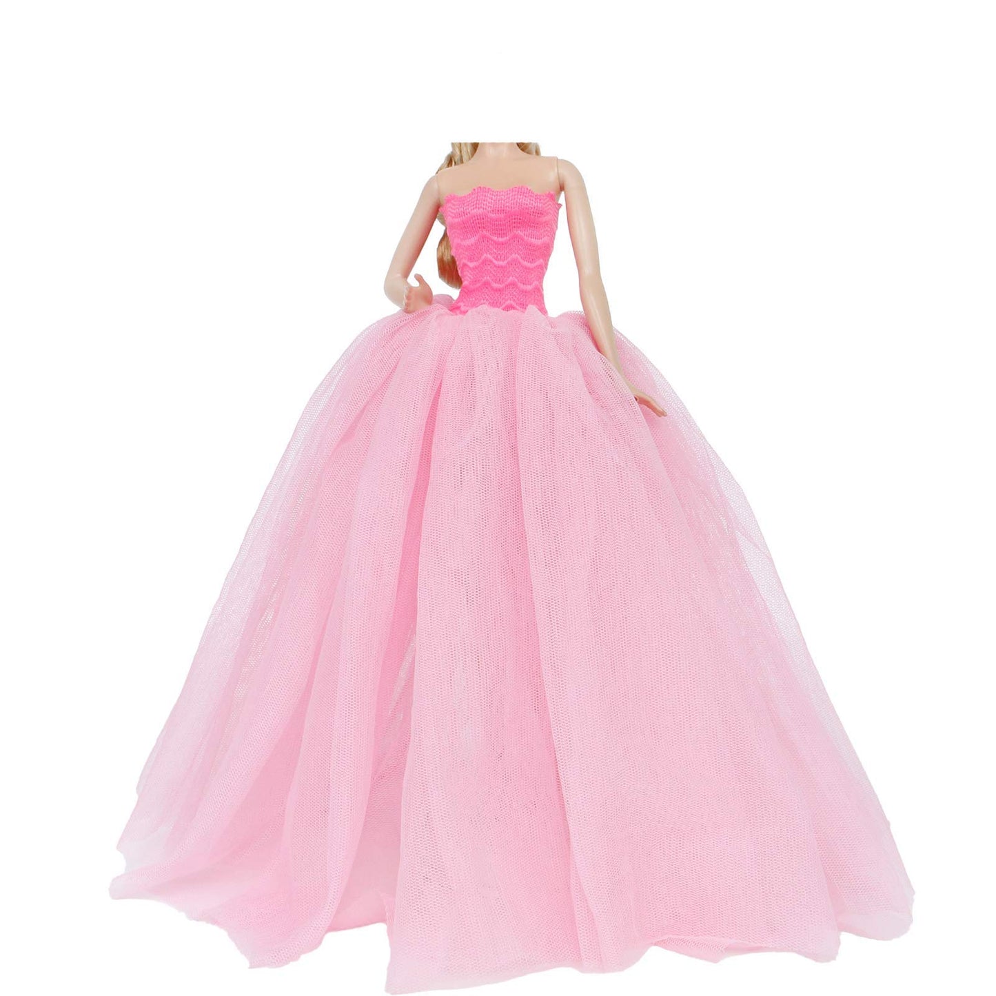 Bjdbus 11.5 Inch Girl Doll Clothes, Pink Trailing Wedding Dress With Veil