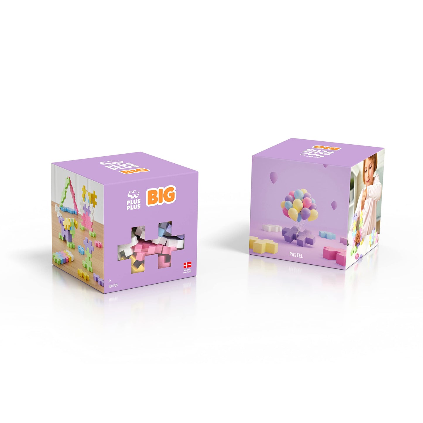 Plus Plus Big - Open Play Set - 100 Piece - Pastel Color Mix, Construction Building Stem/Steam Toy, Interlocking Large Puzzle Blocks For Toddlers And Preschool