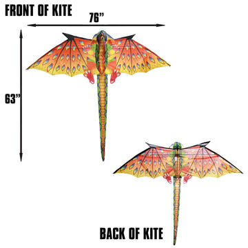 Windnsun Super Size 3D Green Dragon Nylon Kite, 76 Inches Wide