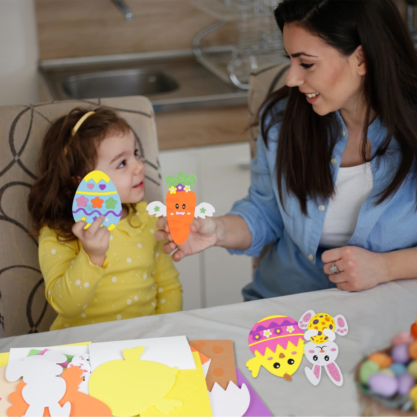 Fennoral 12 Pack Easter Craft Kit For Kids Make You Own Easter Foam Stickers Ornament Diy Easter Arts And Crafts For Easter Part