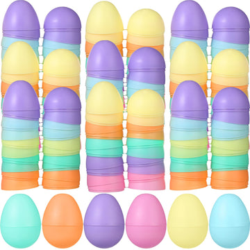Fillable Empty Easter Eggs Colorful Bulk Pastel Plastic Easter Eggs 2.25'' for Hunt Basket Stuffers Party Decorations(120 Pcs,Cu