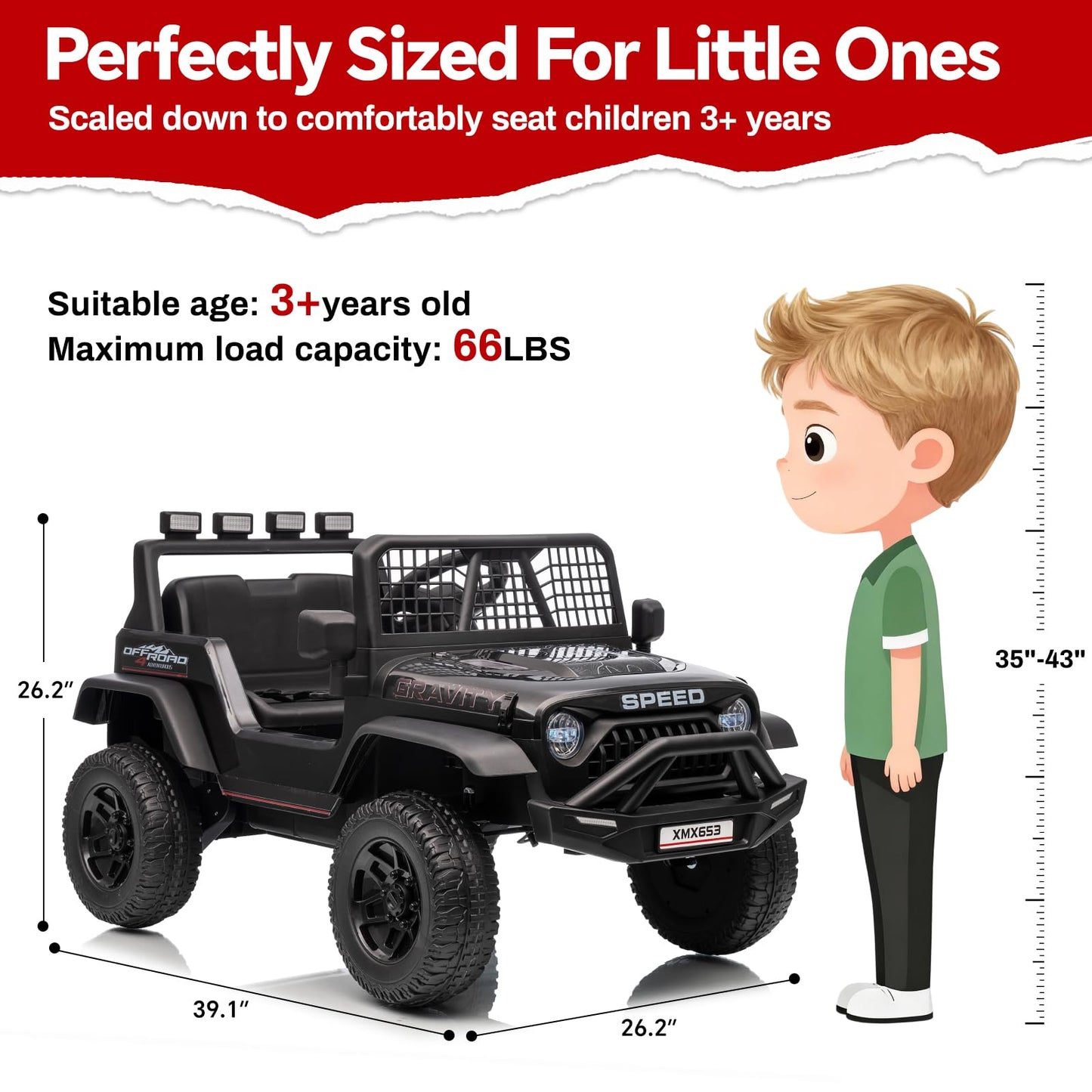 12V Ride On Truck Car, Kids Electric Vehicles Car W/Parent Remote Control, 3 Speeds 5MPH Max Speed, Spring Suspension, LED Light