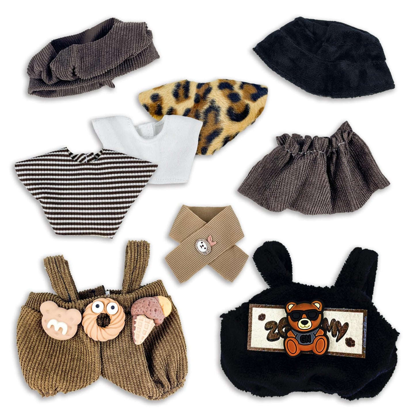 3 Pack Clothes Outfits Set for 17cm Doll(Not Includ Doll) 17cm Clothing Accessories Hat Pants&Skirt Set Cute Fashion Style