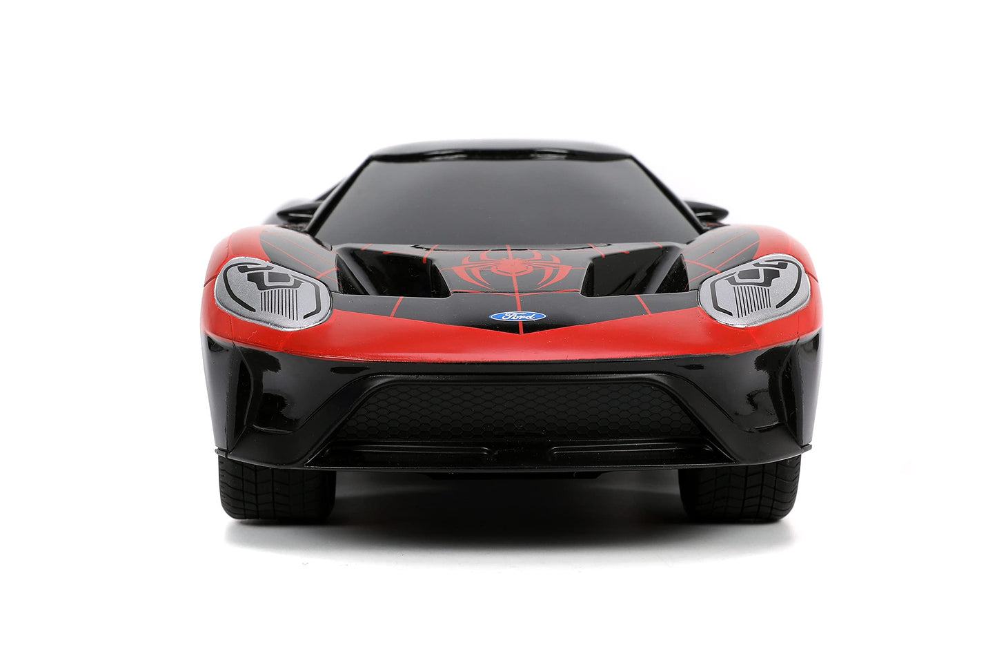 Jada Toys Marvel Spider-Man 1:16 Miles Morales 2017 Ford GT RC Remote Control Car 2.4GHz, Toys for Kids and Adults, Black