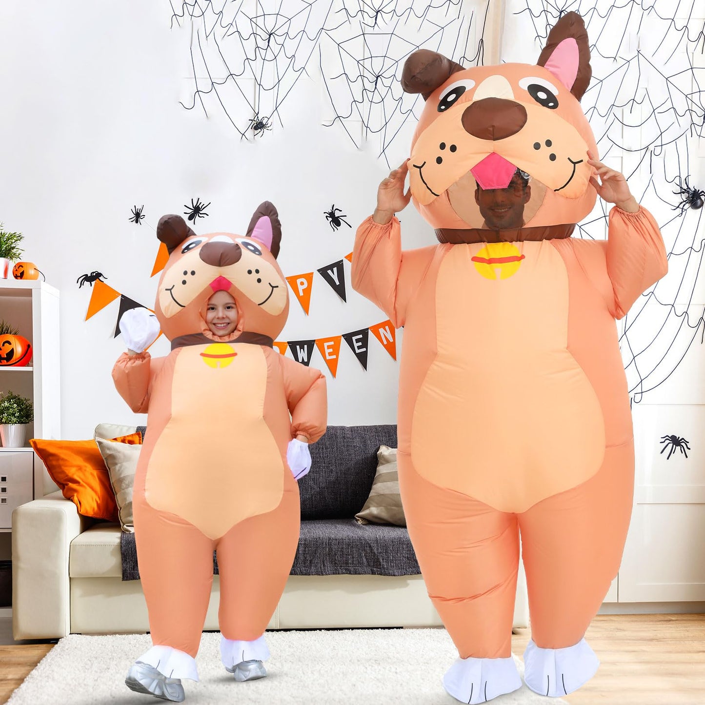 Xyjkidses Inflatable Costume For Kids Dog Halloween Costumes For Kid Funny Bulldog Blow Up Costumes For Boys Girls Cosplay Party