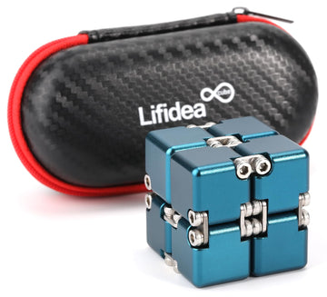 Lifidea Aluminum Alloy Metal Infinity Cube Fidget Cube (6 Colors) Handheld Fidget Toy Desk Toy With Cool Case Infinity Magic Cube Relieve Stress Anxiety Adhd Ocd For Kids And Adults (Blue)