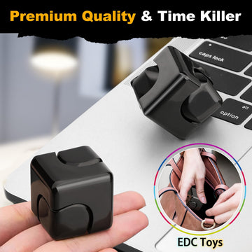 Dilabnba Fidget Spinner Cube, Metal Sensory Toy for Kids & Adults, Black Stress Relief EDC Desktop Gift for Boys & Girls