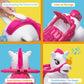Kidzone 12V Unicorn Ride On Horse Toy For Toddlers 1.5-3 Years Old, Interactive Kids Electric Riding Gift W/Carrot Toy, Comb And