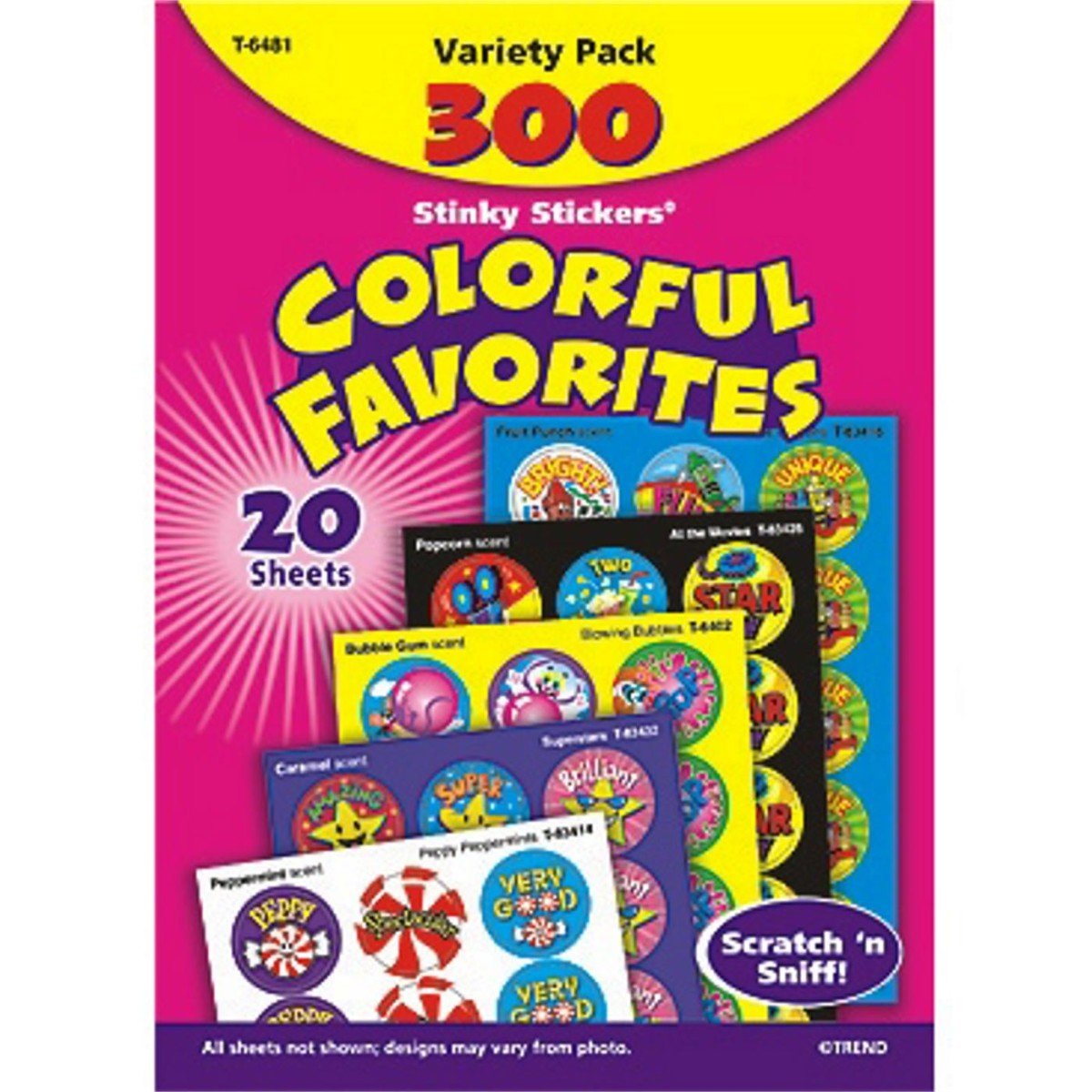 TREND ENTERPRISES INC. STINKY STICKERS COLORFUL FAVORITES (Set of 3)