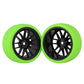 Mxfans Black Plastic 14 Spoke Wheel Rims and Green Drift Smooth Tyres for RC 1:10 On Road Racing Car Set of 4