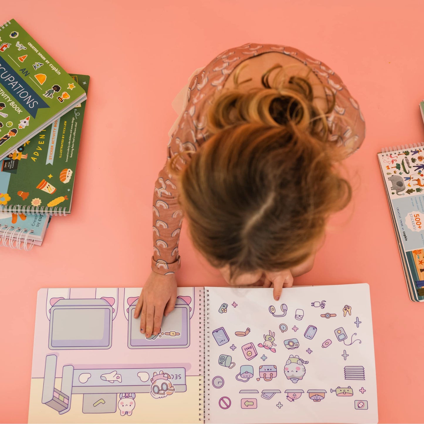 CUPKIN My First Trip Sticker & Coloring Book - 500+ Stickers, 12 Scenes, Toddler Travel Essential, Model KSB1