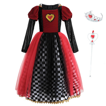Nspstt Royal Red Queen Costume For Girl Halloween Dress Queen Of Hearts Costume