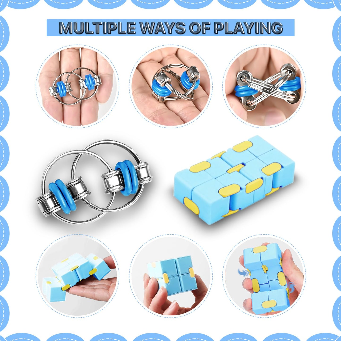 Dr.Kbder Fidget Toys Adults Set 2Pcs, Easter Basket Stuffers For Kids Teen Autism Sensory Toys Pack With Figette Cube Figits Rin